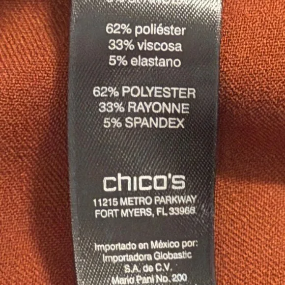 Chicos So Slimming Rust Orange Pants Size M Short High-Waisted Design Pants - Picture 12 of 12